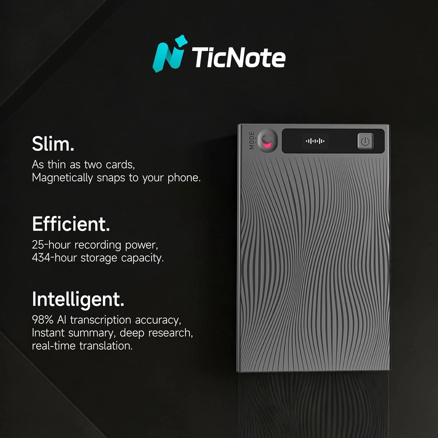 TicNote AI Voice Recorder with Real-Time Transcription and Summarization